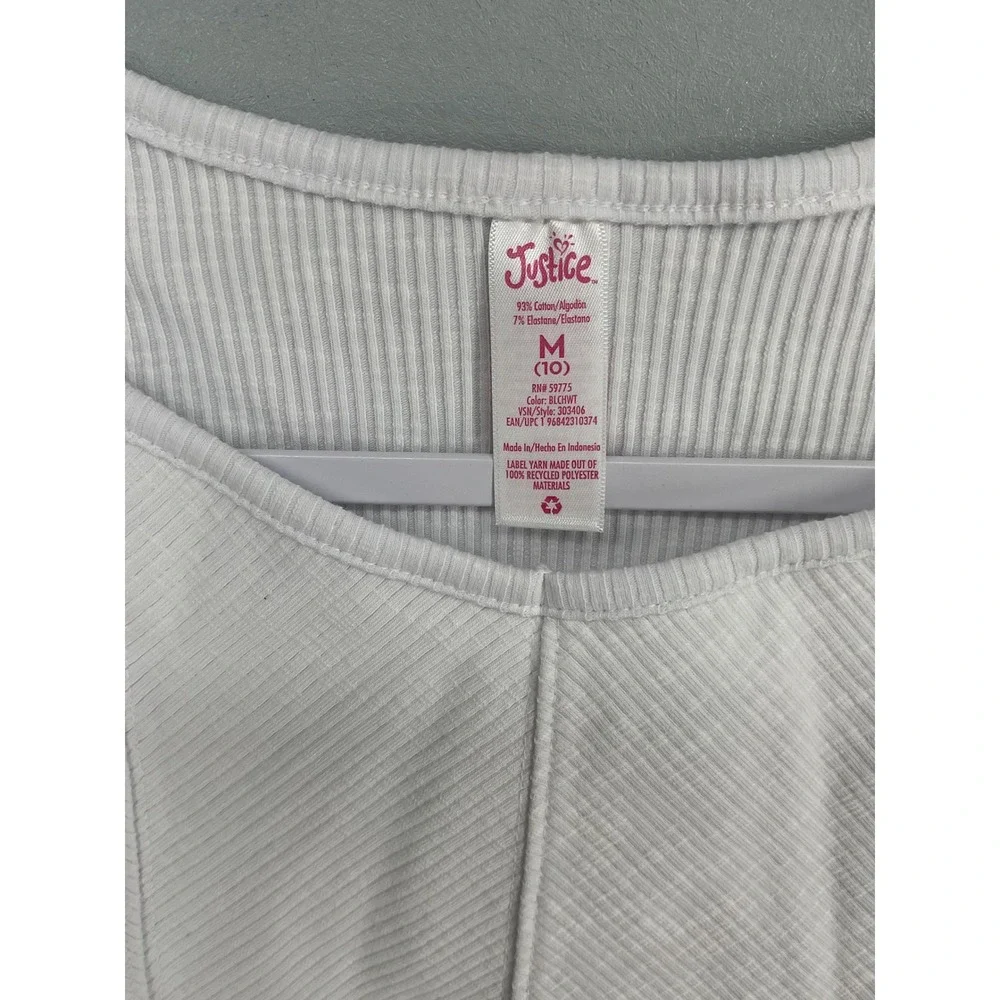 Justice Girls Tank Top Ribbed Base Layer White Size M 10